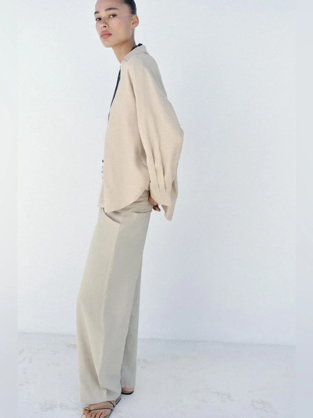 ZARA LINEN BALLOON PANTS